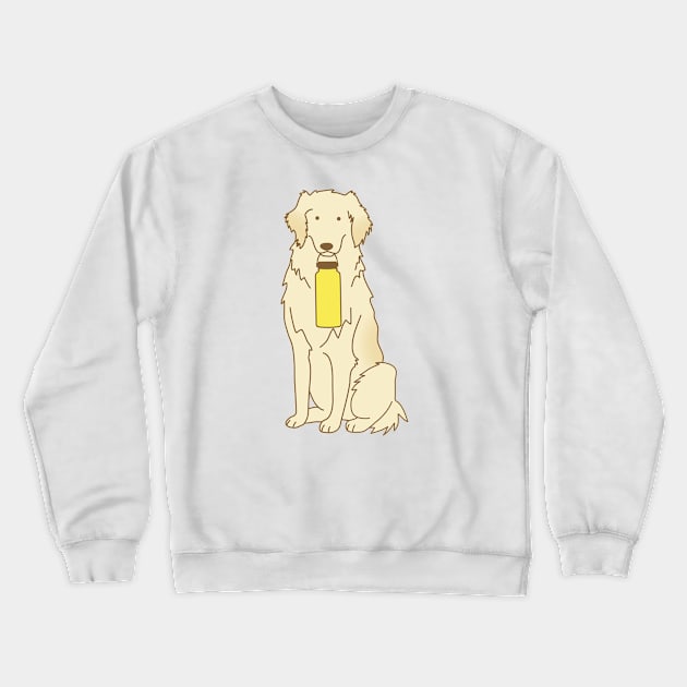 Golden Retriever holding water bottle Crewneck Sweatshirt by Wlaurence